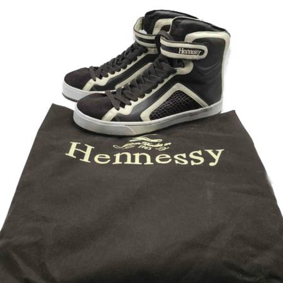 Limited Edition Hennessy x Jhung Yuro Sneakers Sz 10 Brown White Leather Hi Top - Picture 2 of 11